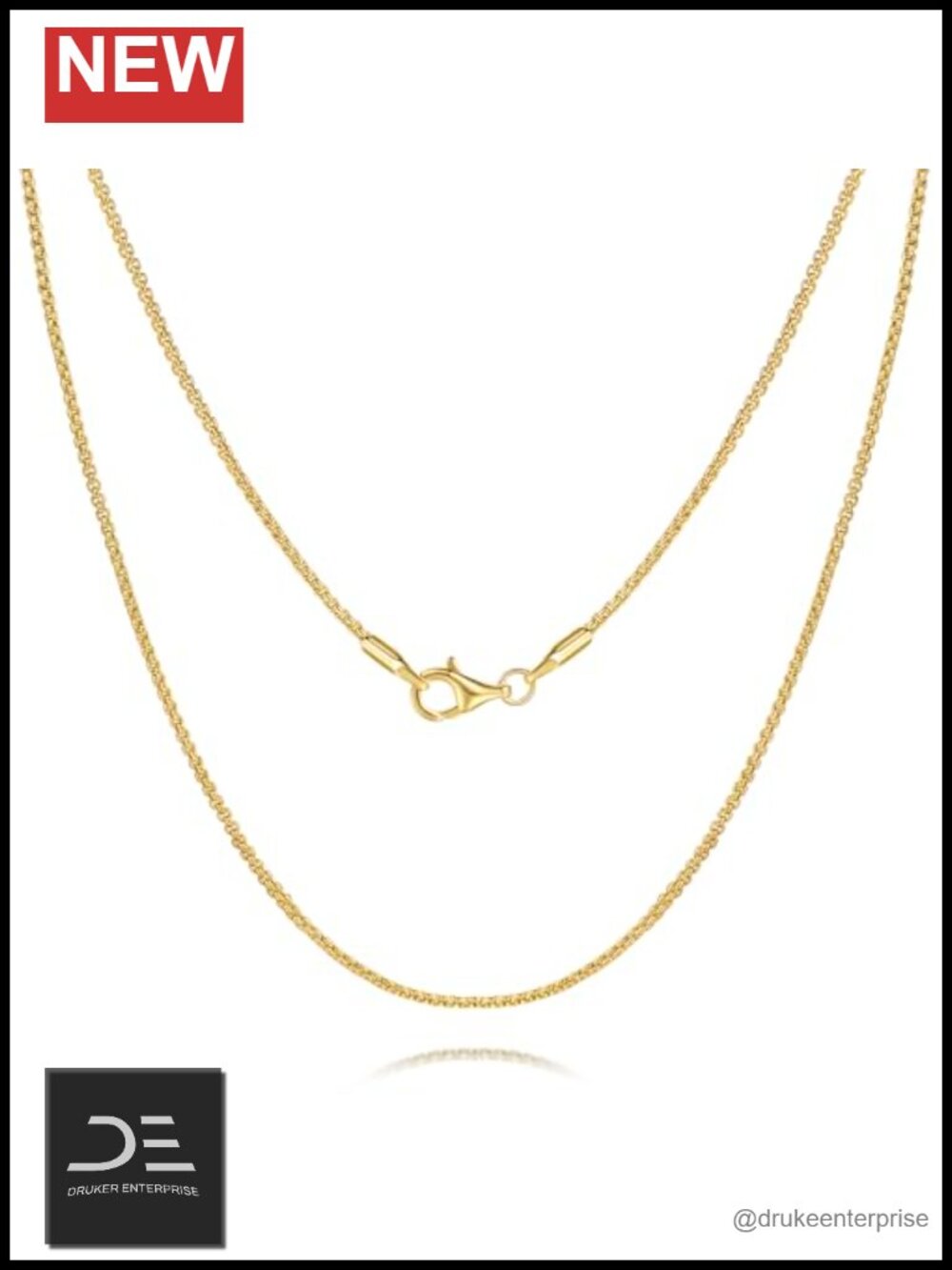 Gold Plated Box Chain Necklace for Women Men 18in 14k